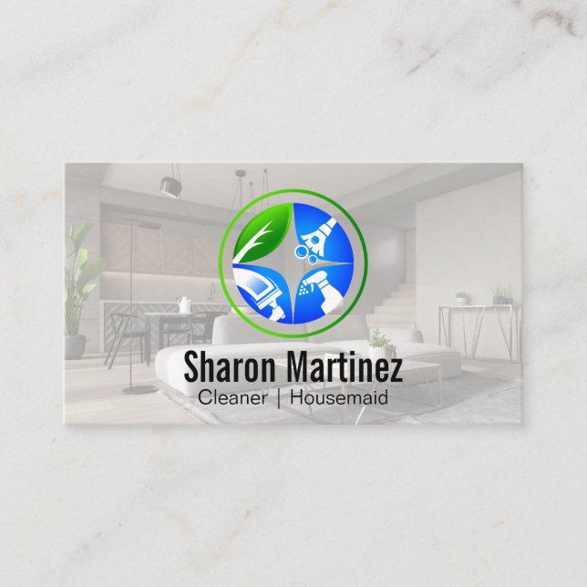 Tarjeta De Visita Funda de limpieza | Servicios de limpieza de casas (Anverso)