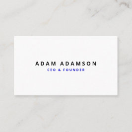 Tarjeta De Visita Fundador blanco mínimo Ceo Presidente Corporativo