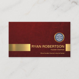 Tarjeta De Visita Fundador de banda de oro rojo sencillo y elegante