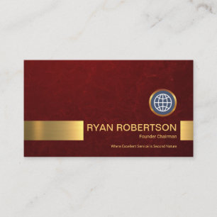 Tarjeta De Visita Fundador de banda de oro rojo sencillo y elegante