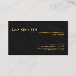 Tarjeta De Visita Fundador de Black Granite Texture Faux Gold Line