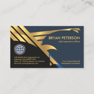 Tarjeta De Visita Fundador de Faux Gold Falcon Eagle Wings Flying