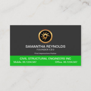 Tarjeta De Visita Fundador de la columna verde simple Minimalista