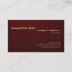 Tarjeta De Visita Fundador de Red Grunge Texture Faux Gold Line