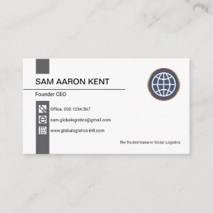Tarjeta De Visita Fundador Retro Gray Stripe Icons