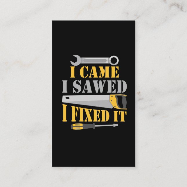 Tarjeta De Visita Fundadosamente carpintero vio herramientas de tall (Anverso)