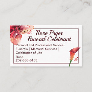Tarjeta De Visita Funeral Celebrador Lily Flower