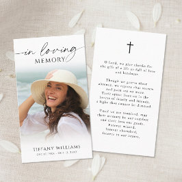 Tarjeta De Visita Funeral Cross Photo In Loving Memory Prayer Card