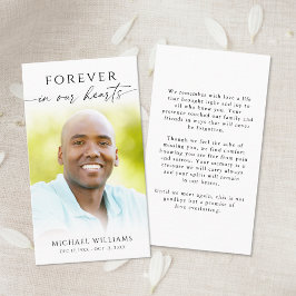 Tarjeta De Visita Funeral Forever In Our Hearts Photo Prayer Card