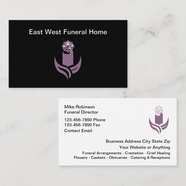 Tarjeta De Visita Funeral Home Cremation Services New (Anverso / Reverso)