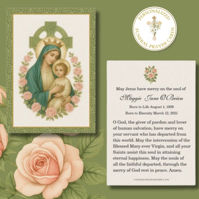 Tarjeta De Visita Funeral Memorial Cruz Celta Irlandesa Jesús María (Subido por el creador)