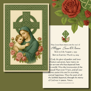 Tarjeta De Visita Funeral Memorial Cruz Celta Irlandesa María Jesús