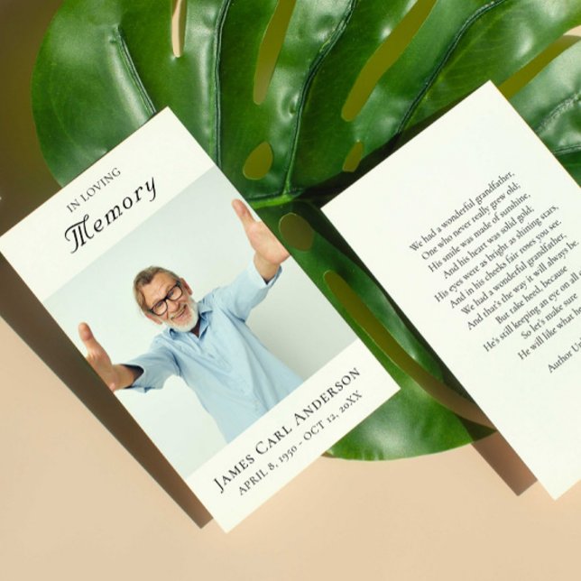 Tarjeta De Visita Funeral Mínimo Simple Photo Memorial (Subido por el creador)