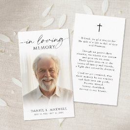 Tarjeta De Visita Funeral Photo Cross In Loving Memory Prayer Card