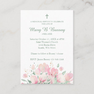 Tarjeta De Visita Funeral Romantic Wildflower to Remember Loved Ones