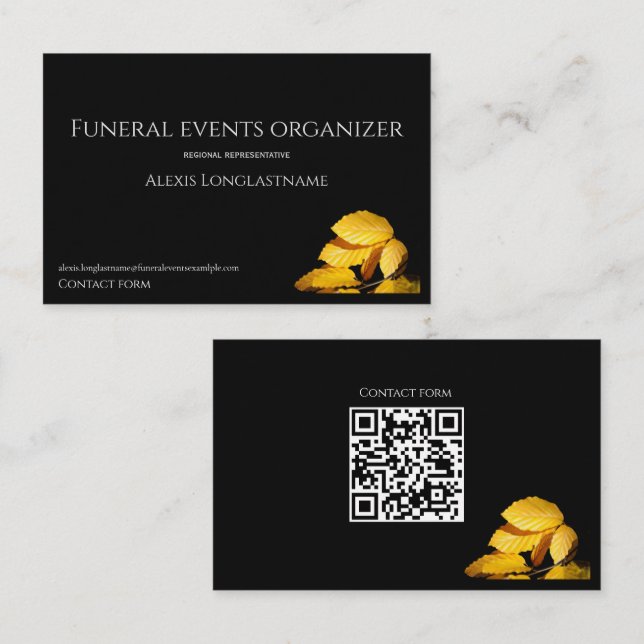 Tarjeta De Visita Funeral services autumn leaves (Anverso / Reverso)