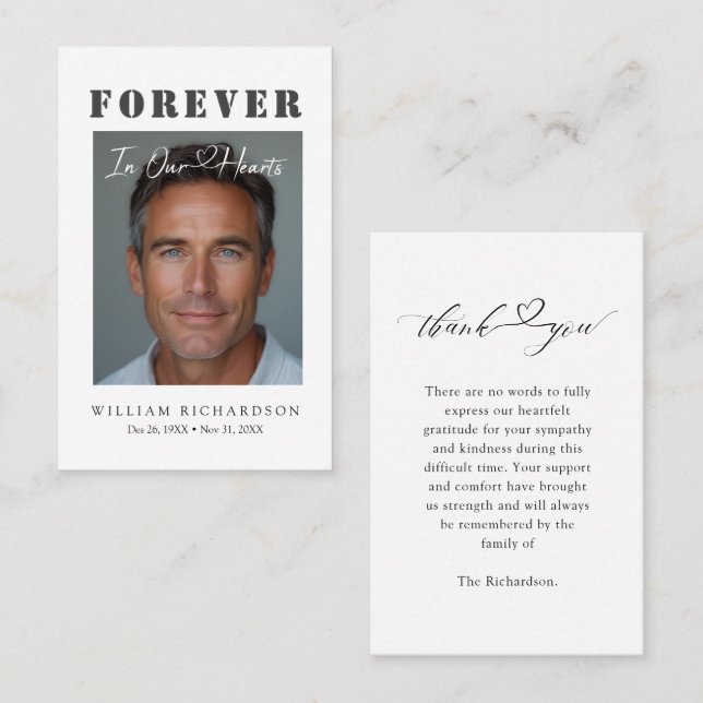 Tarjeta De Visita Funeral Sympathy Budget Thank You Cards (Anverso / Reverso)
