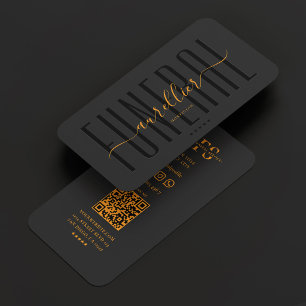 Tarjeta De Visita Funeraria Mínima Cementerio Negro Naranja Funeral 