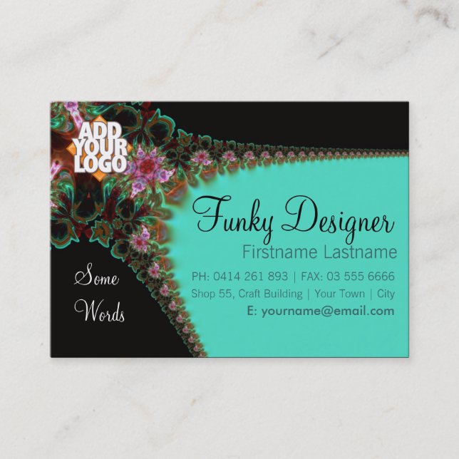 Tarjeta De Visita Funky Designer Big Business Card (Anverso)