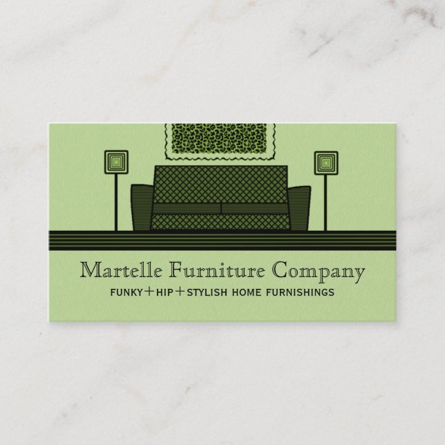 Tarjeta De Visita Funky Furniture Business Card, Olive Green (Anverso)