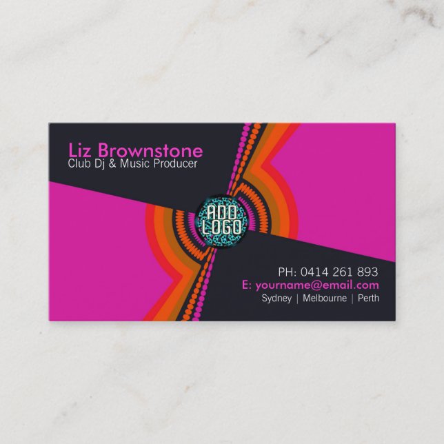 Tarjeta De Visita Funky House DJ Pink Black Business Card (Anverso)