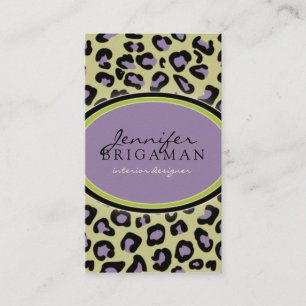 Tarjeta De Visita Funky Leopard Print Business Card : morado/verde