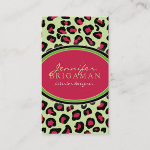 Tarjeta De Visita Funky Leopard Print Business Card : rosa/verde