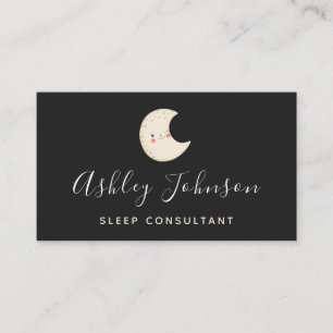 Tarjeta De Visita Funky Moon Sleep Consultor Simple Elegante Noche