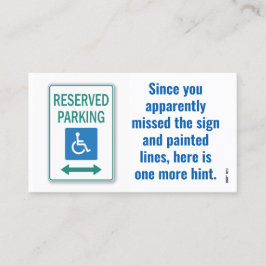 Tarjeta De Visita Funny Bad Parking Note