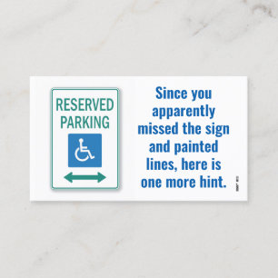 Tarjeta De Visita Funny Bad Parking Note
