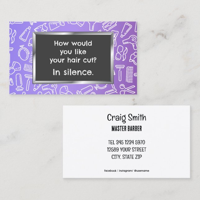 Tarjeta De Visita Funny 💇 Barber (Anverso / Reverso)