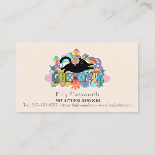 Tarjeta De Visita Funny Boho Hippie Retro Mascota Sitting Service