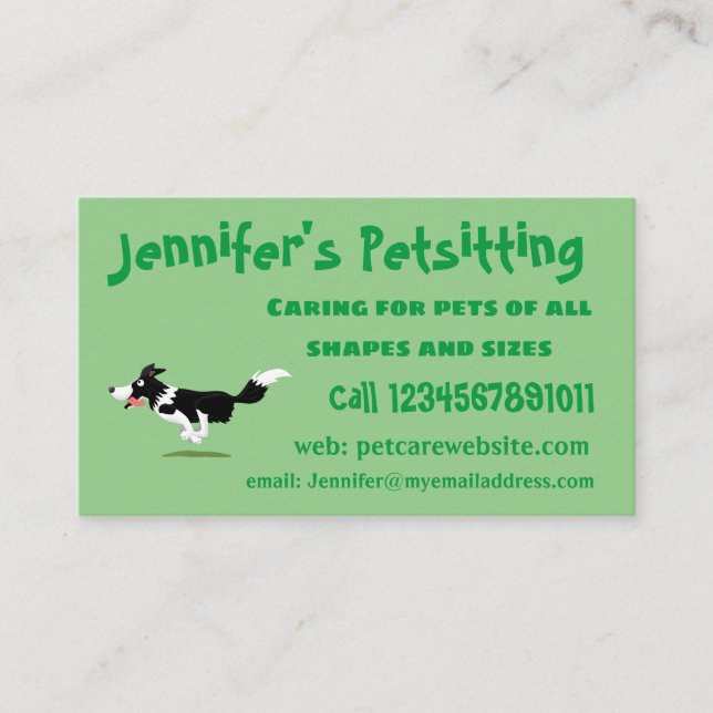 Tarjeta De Visita Funny Border Collie perro corriendo personalizado (Anverso)