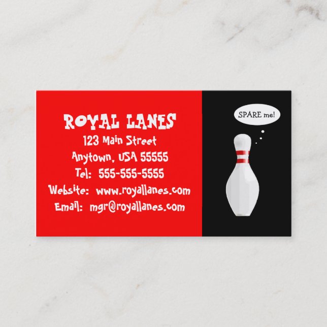 Tarjeta De Visita Funny Bowling Alley (Anverso)