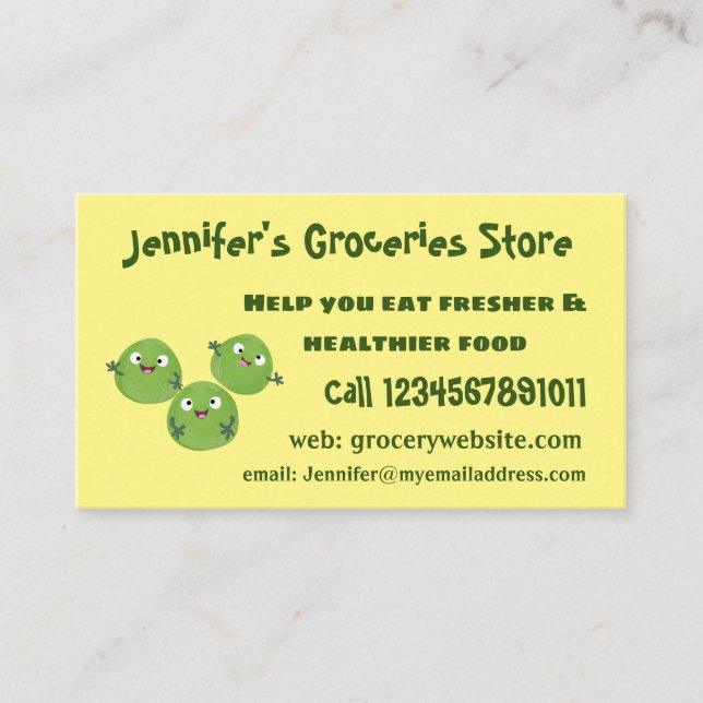 Tarjeta De Visita Funny Brussels brota personalizado de verduras (Anverso)