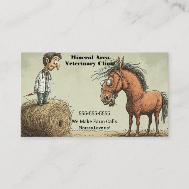 Tarjeta De Visita Funny Equine Veterinary Business Card (Anverso)