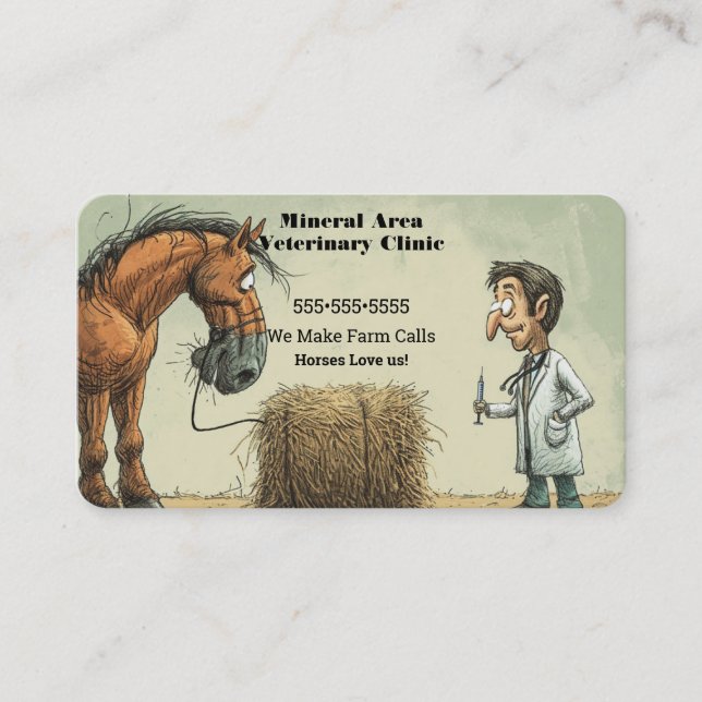 Tarjeta De Visita Funny Equine Veterinary Business Card (Anverso)