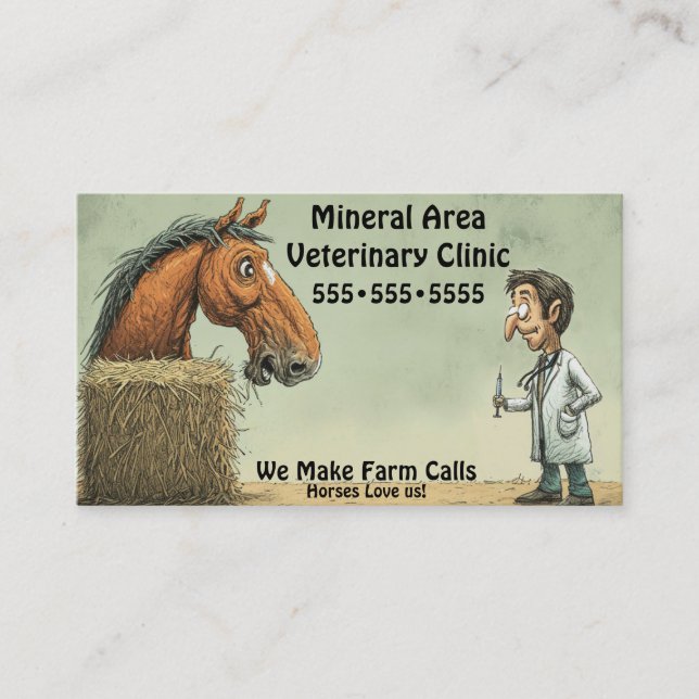 Tarjeta De Visita Funny Equine Veterinary Business Card (Anverso)