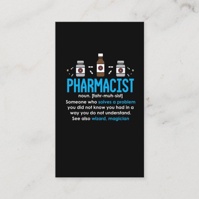 Tarjeta De Visita Funny Farmacéutica Definición Empleado (Anverso)