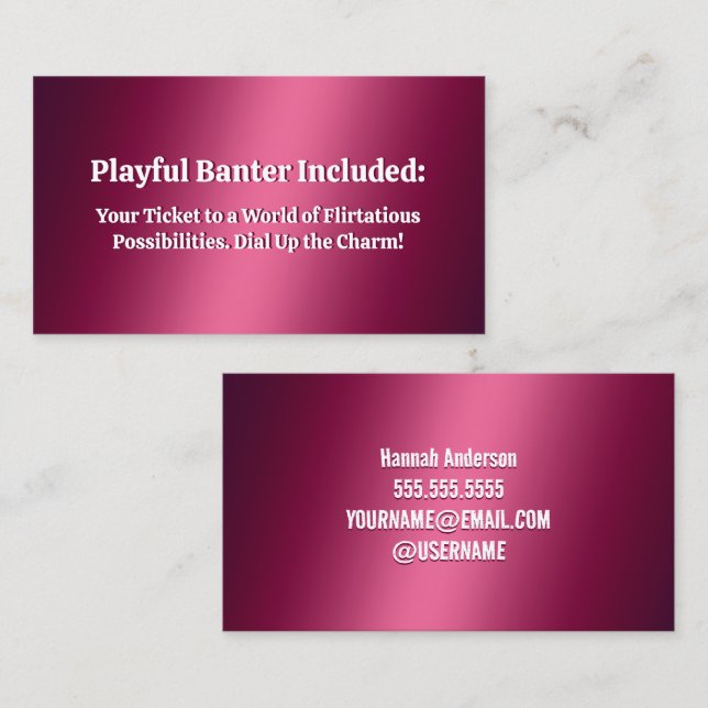 Tarjeta De Visita Funny Flirting Business Card (Anverso / Reverso)