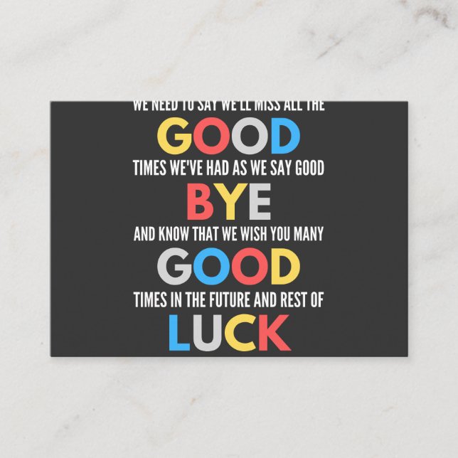 Tarjeta De Visita Funny Going Away Farewell (Anverso)