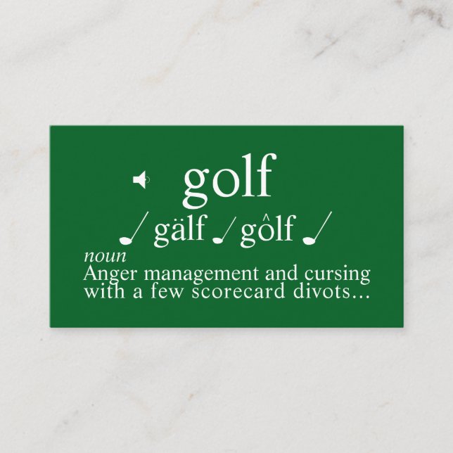 Tarjeta De Visita Funny Golf Instructor  Anger  Management on Green  (Anverso)