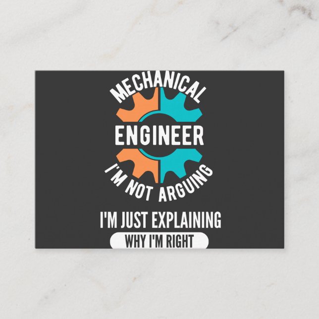 Tarjeta De Visita Funny Mechanical Engineer, Mechanical Engineering (Anverso)