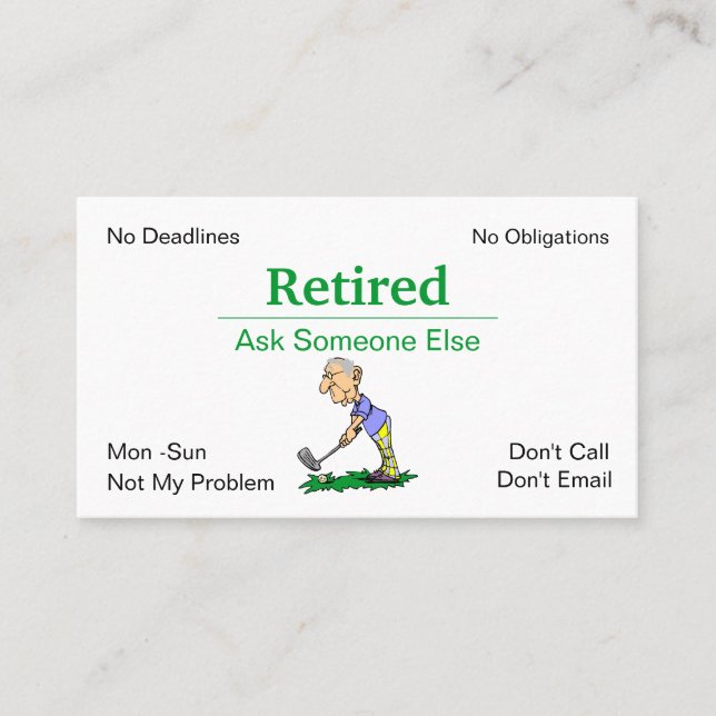 Tarjeta De Visita Funny Out Business Retirement Man Golfing (Anverso)