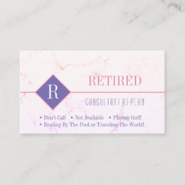 Tarjeta De Visita Funny Retirado, Mármol Rosa, Mordaza Rosa DIY