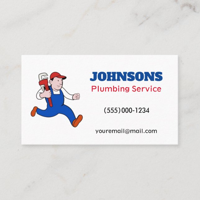 Tarjeta De Visita Funny Running Plumbing Contractor Plumbing Service (Anverso)