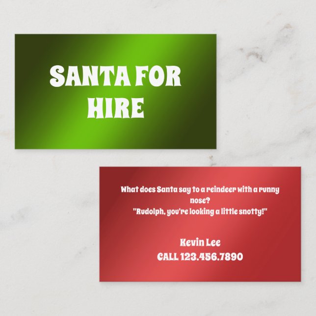 Tarjeta De Visita Funny Santa para alquilar (Anverso / Reverso)