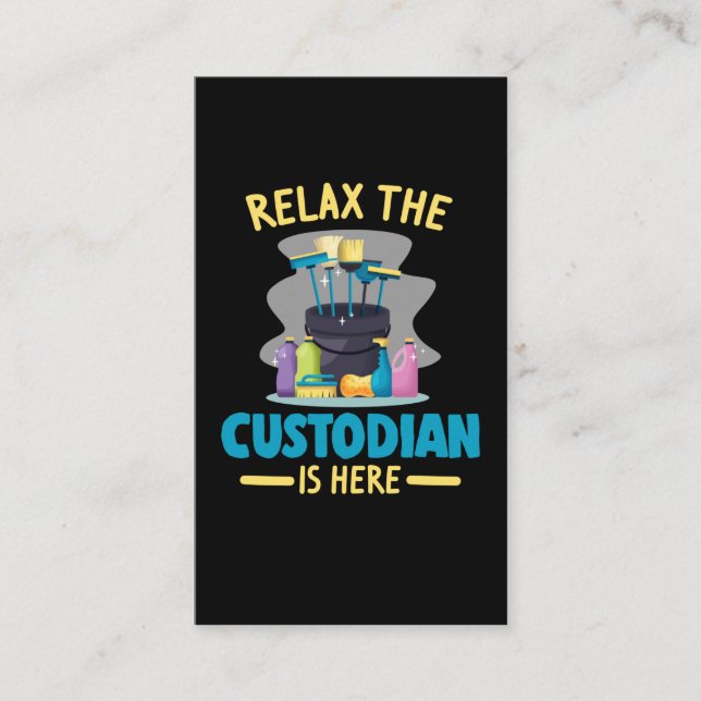 Tarjeta De Visita Funny School Custodiant Cleaning Janitor Caretaker (Anverso)