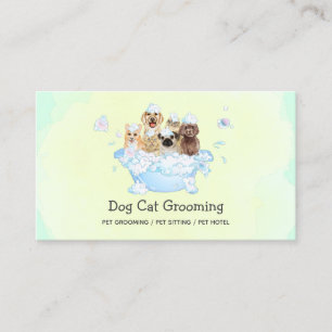 Tarjeta De Visita Furgoneta móvil de lavado de perros Green Yellow