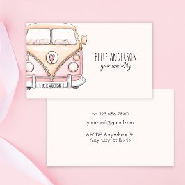 Tarjeta De Visita Furgoneta rosa vintage